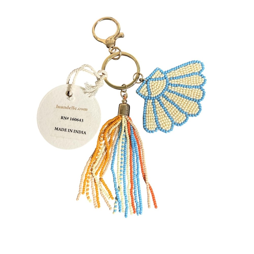 Luandelle Glass Beaded Tassel Keychain Bag Charm Multi-Color Trigger Clip